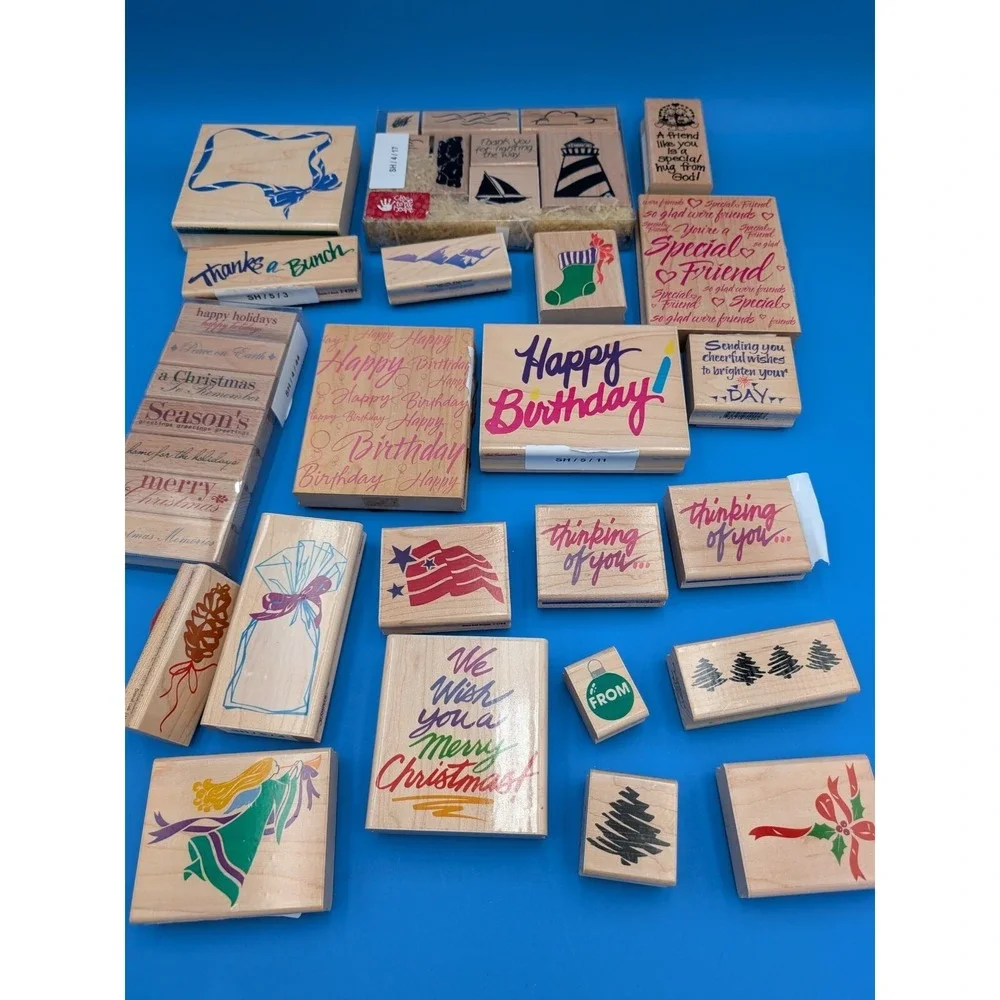 Wholesaler Reseller Crafter Enthusiast Wooden Rubber Stamp Lot Of 50+ Misc